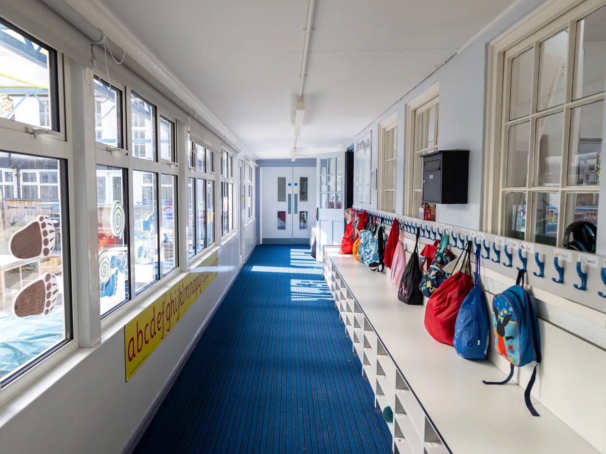 School corridor freshly painted by Hereford Painters, commercial painting contractors