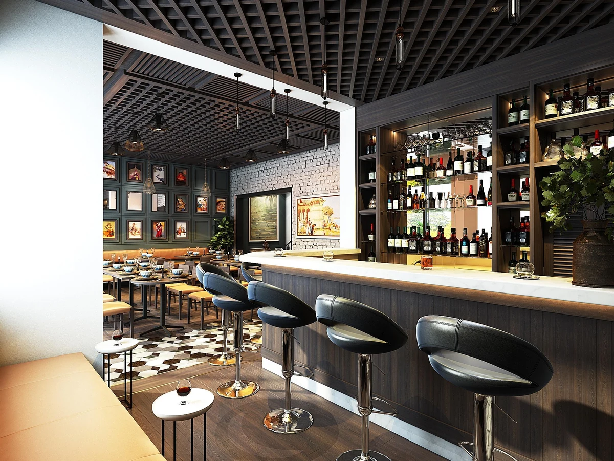 Commercial painting of an upscale bar and restaurant by Hereford Painters near Monmouth