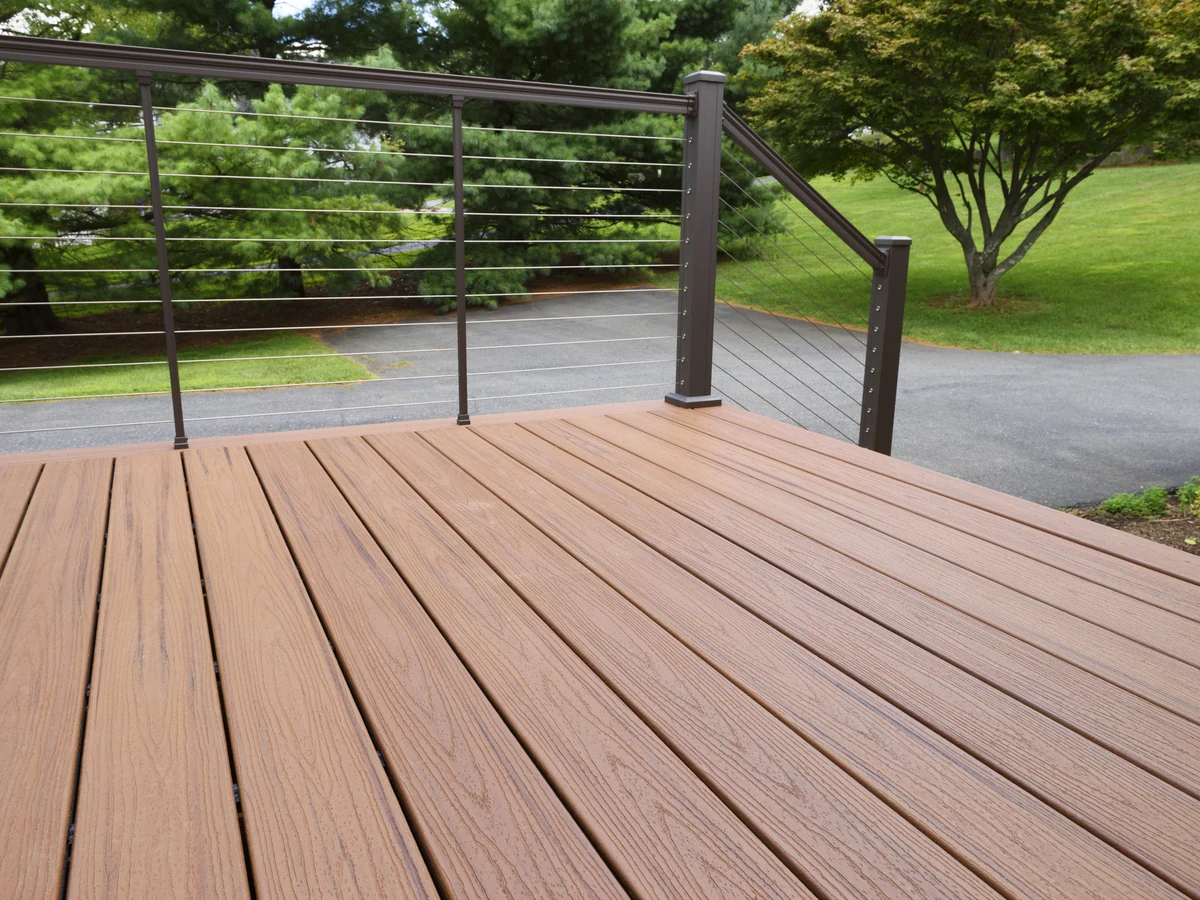 Composite wood decking painted and treated by Hereford Painters in Hereford