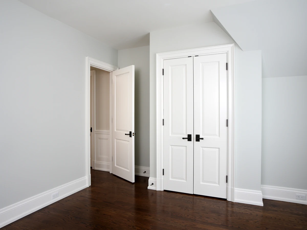 Door painting in Hereford by Hereford Painters, grey interior panelled doors professionally painted