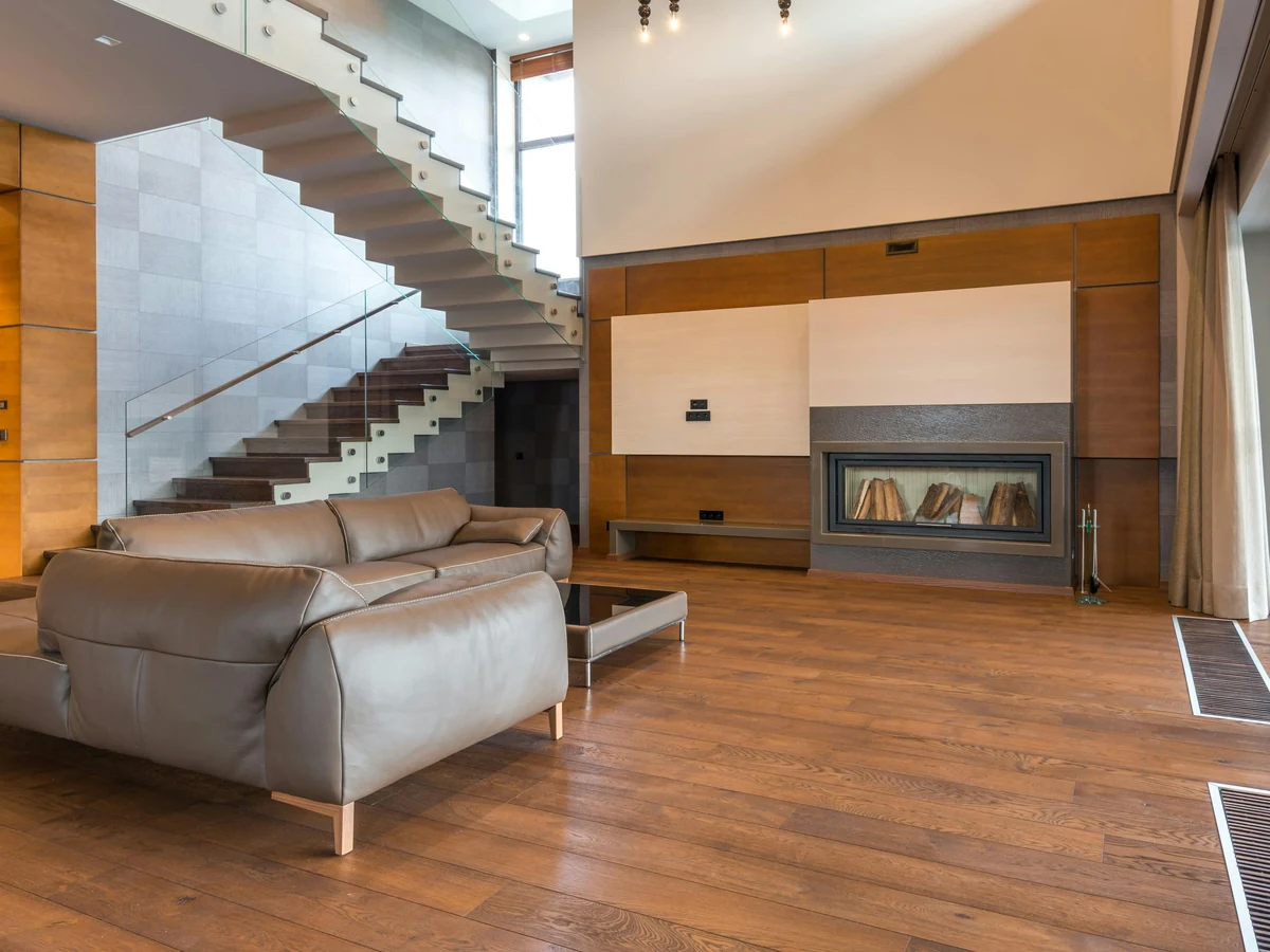 Living room painting in a large open plan property in Kington by Hereford Painters
