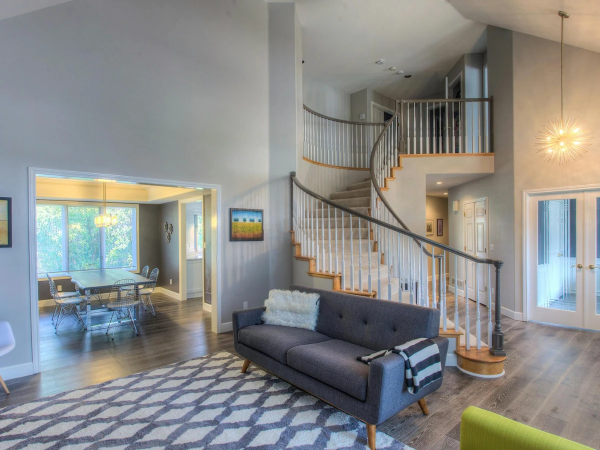 Panoramic view of hallway and staircase painting by Hereford Painters in Hereford